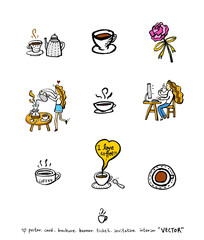 카페 포스터 / 손으로 그린 커피 그림