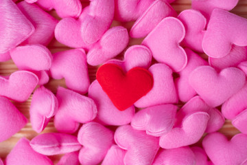 pink heart shape decoration background. Love, Wedding, Romantic and Happy Valentine’ s day holiday concept