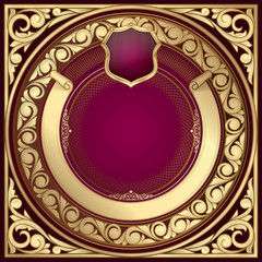 Golden ornate art deco vintage card