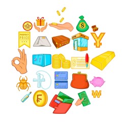 Debt icons set. Cartoon set of 25 debt vector icons for web isolated on white background