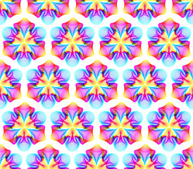 Fantastic neon flower seamless pattern, abstract shape with lots of blending lines and gradient color. Vector illustration. Bright neon 80s colors. Seamless vector pattern. 