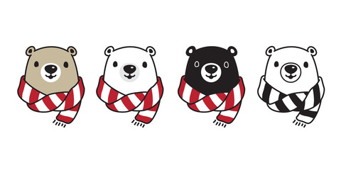 Bear vector Polar Bear scarf stripes icon honey logo cartoon character doodle illustration