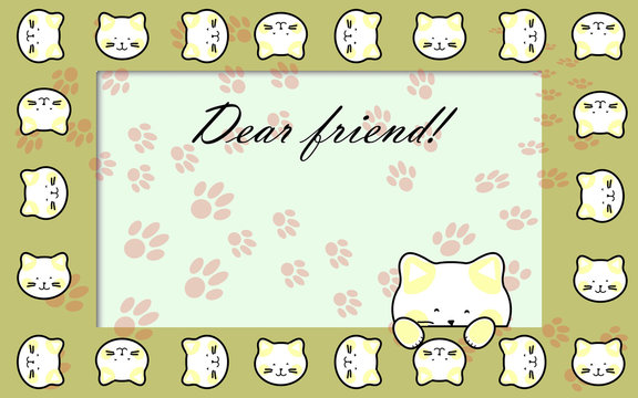 vector postcard cats frame for dear friend