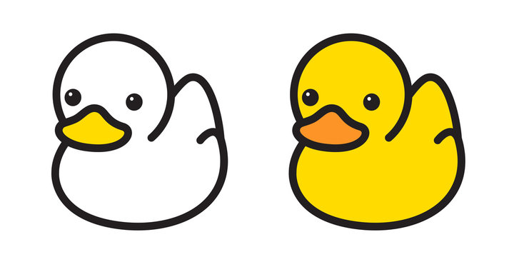 duck vector icon logo rubber duck bath shower cartoon character illustration bird farm animal symbol doodle