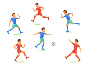 Fototapeta na wymiar Football soccer player. Men playing soccer. Flat design
