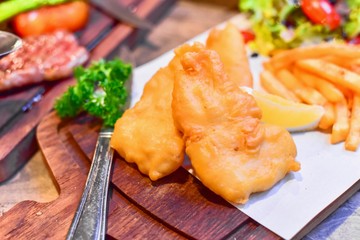 Close-Up View of Classic British Fish and Chips