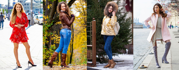 Collage four seasons female fashion