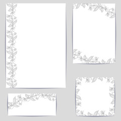 Corporate style templates with floral motifs on white background, orchid flower decoration