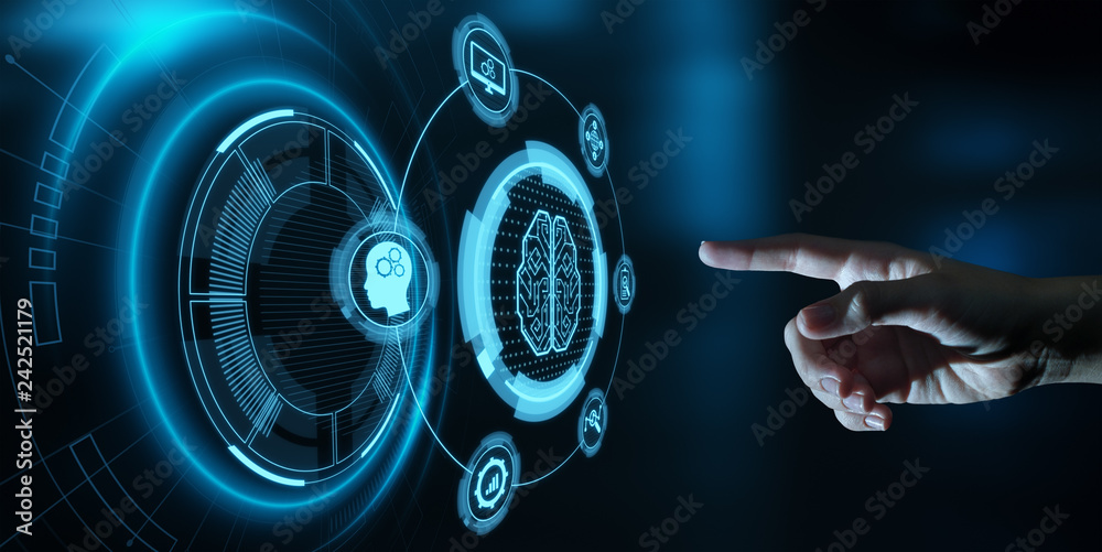 Wall mural artificial intelligence machine learning business internet technology concept