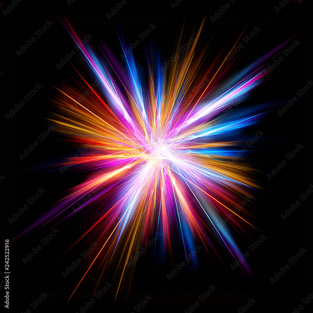 Poster Abstract color star isolated on a black background