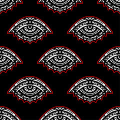 Hand made ethnic pattern with eyes. Magic symbol.