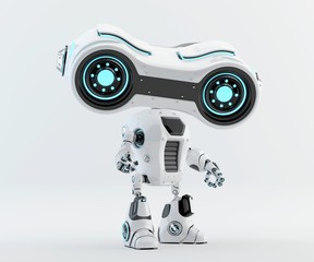 Look-see robotic toy with big binocular eyes, 3d rendering