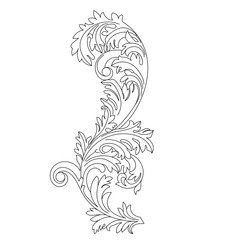 Black vintage baroque ornament, corner. Retro pattern antique style acanthus.
