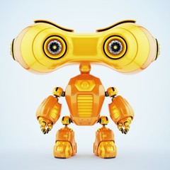Look-see robotic toy with big binocular eyes, 3d rendering