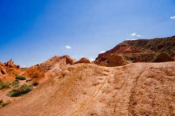 the landscape of the red mountains