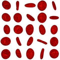 Collection of red blood cells in human blood