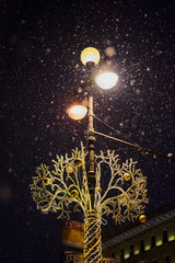 lamppost in the evening in the new year under