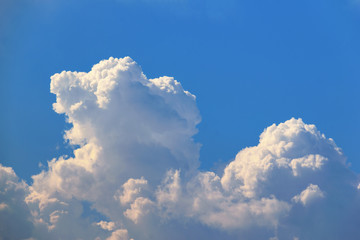 Blue summer sky white cumulus clouds background