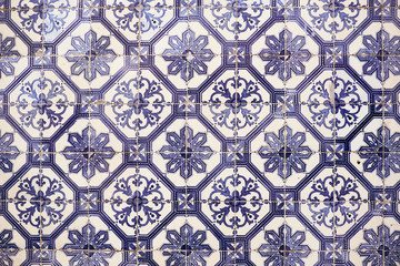 Beautiful decorative tiles on the streets of Lisbon, Portugal.