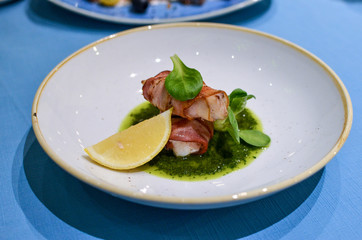 Beacon rolls with fish and guacamole