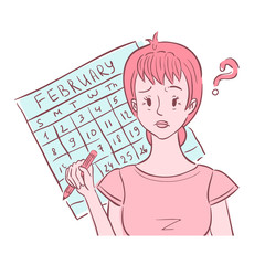 Woman holding pencil and thinking of her irregular periods.