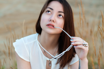 beautiful Korean woman wondering