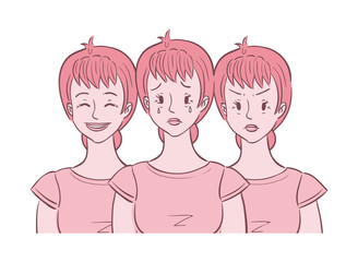 Woman shown in different moods