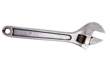 Silver Metal Monkey Wrench Isolated On White Background.