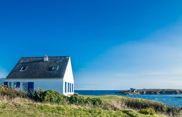 Fototapeta na wymiar House at the coast. Atlantic Ocean. Brittany, France
