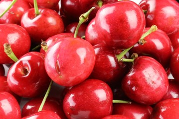 Full frame of fresh cherries 