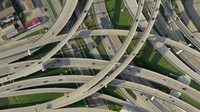 Aerial Overhead of Highway in Dallas texas