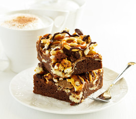 chocolate brownie with caramel.
