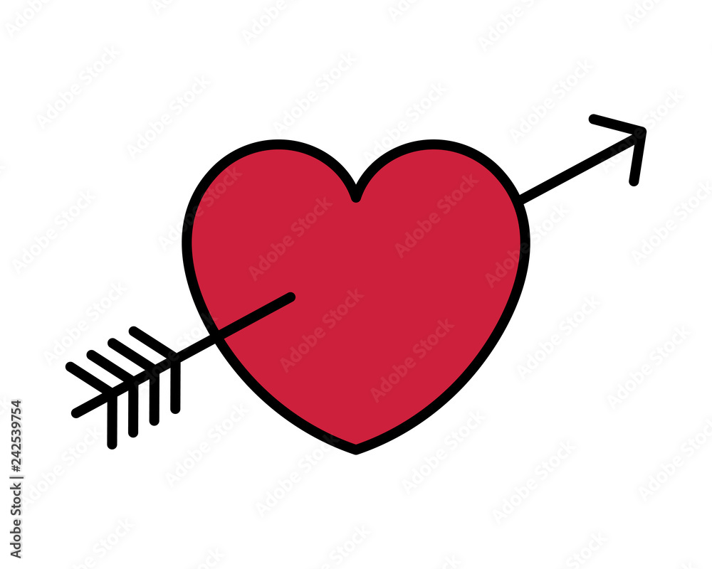 Poster heart love card with arrow