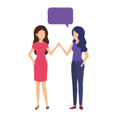 couple of girls with speech bubble