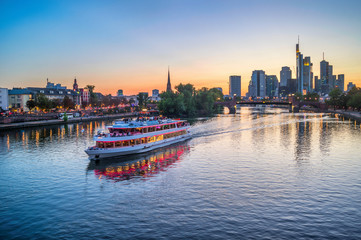 Frankfurt skyline and cruise boat © joyt