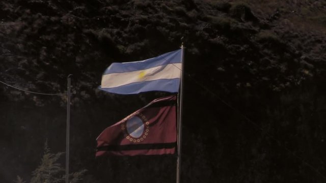 Argentina Flag Waving in the Mountain. 
