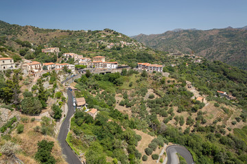 The switchback of zig zag roads in Savoca in Sicily
