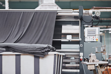 Knitted fabric. Textile factory in spinning production line and a rotating machinery and equipment...