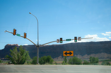 Traffic light at crossing in USA