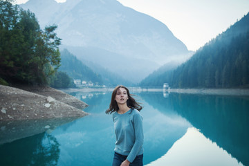 Pretty Girl in Blue Sweater by Pure Alpine Lake