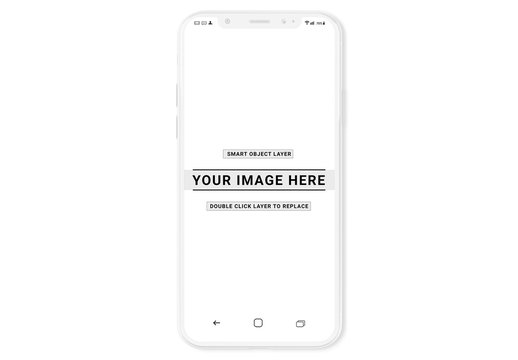 White Smartphone Mockup Isolated on White