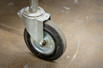 rubber wheel on portable working table