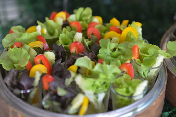 Vegetable salad prepared in a container for a party.