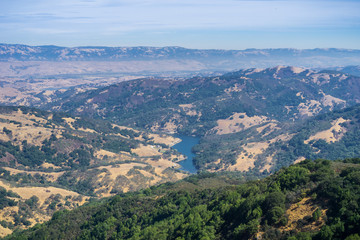 View towards Almaden reservoir from Sierra Azul Open Space Preserve, south San Francisco bay,...