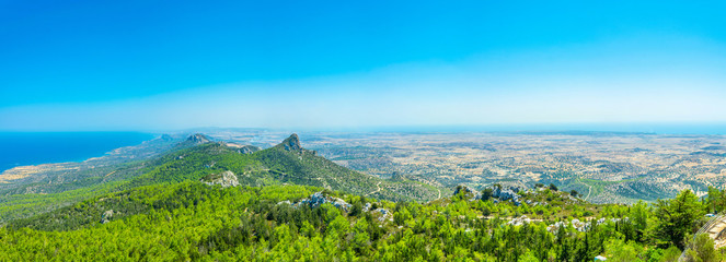 View over Karpaz peninsula in the northern Cyprus from Kantara castle