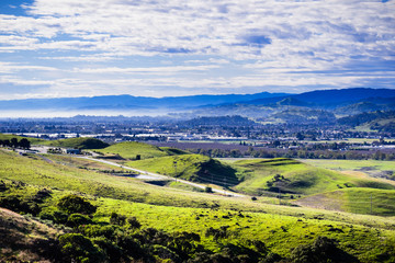 View towards Morgan Hill, south San Francisco bay area, California - obrazy, fototapety, plakaty