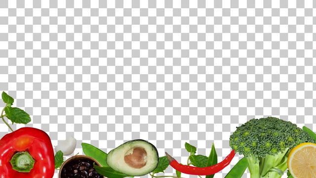 cook ingredient vegetable and fruits in motion