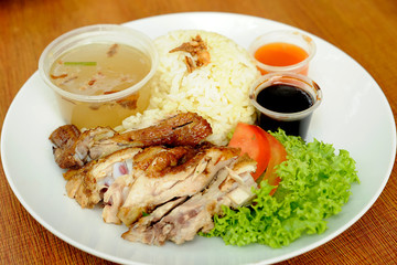 Nasi Ayam Kampung Goreng (Deep Fried Chicken Rice) 