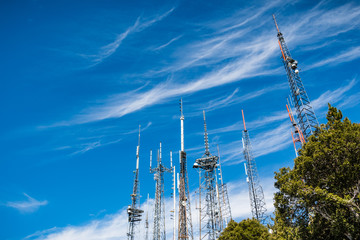 Telecommunication Radio antenna Towers on top of Mt Wilson, Los Angeles county, California
