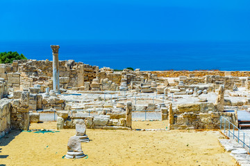Ruins of an early christian basilica situated at ancient kourion site on Cyprus
